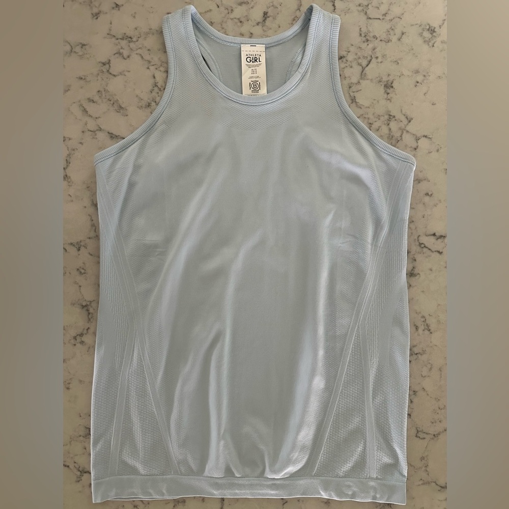 NEW Athleta Girl Seamless Tank Top light blue size XL (14), Power Up Midi Tank